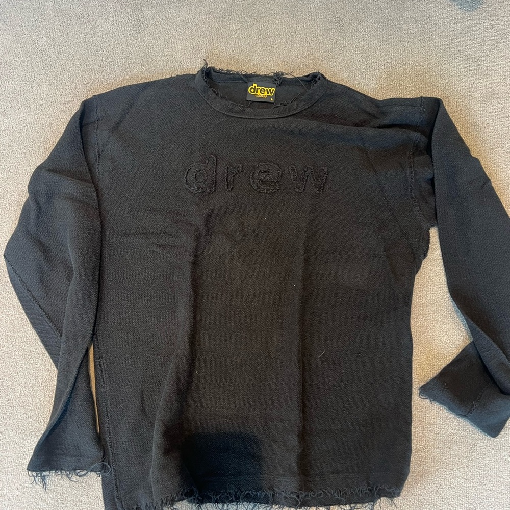 Drew House Black Distressed Crewneck